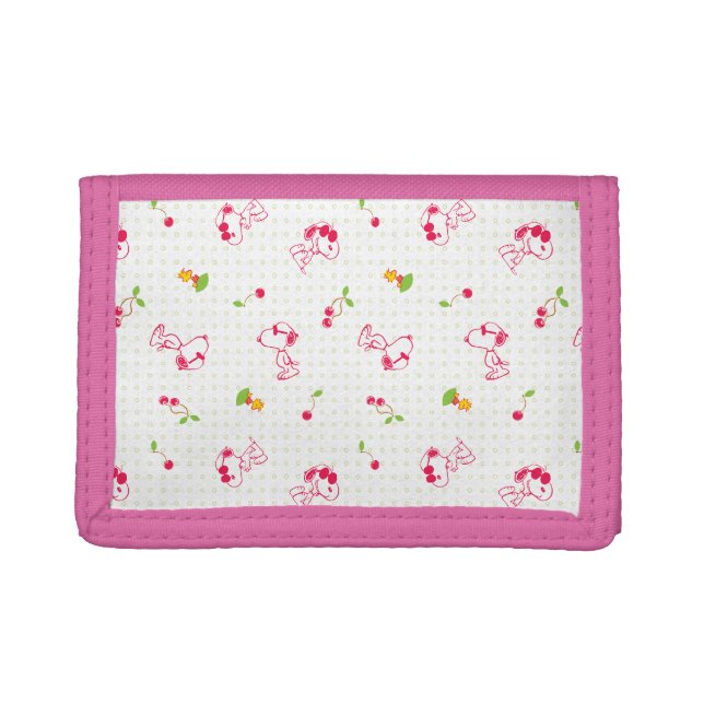 Peanuts | Snoopy & Woodstock Cherry Pattern Trifold Wallet (Front)