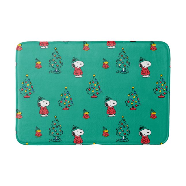 Peanuts | Snoopy & Woodstock Christmas Pattern Bath Mat (Front)