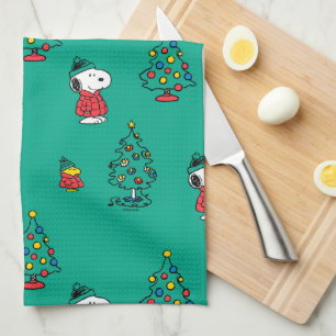 Peanuts Snoopy & Woodstock Christmas Pattern Kitchen Towel
