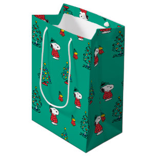 Peanuts Snoopy & Woodstock Christmas Pattern Medium Gift Bag