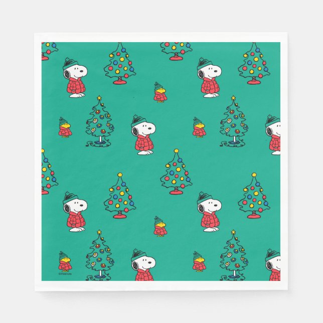 Peanuts | Snoopy & Woodstock Christmas Pattern Napkins (Front)