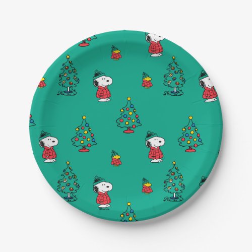 Peanuts  Snoopy  Woodstock Christmas Pattern Paper Plates