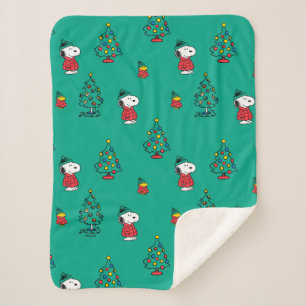 Peanuts   Snoopy & Woodstock Christmas Pattern Sherpa Blanket
