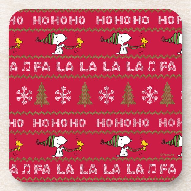 Peanuts | Snoopy & Woodstock Christmas Sweater Beverage Coaster (Front)