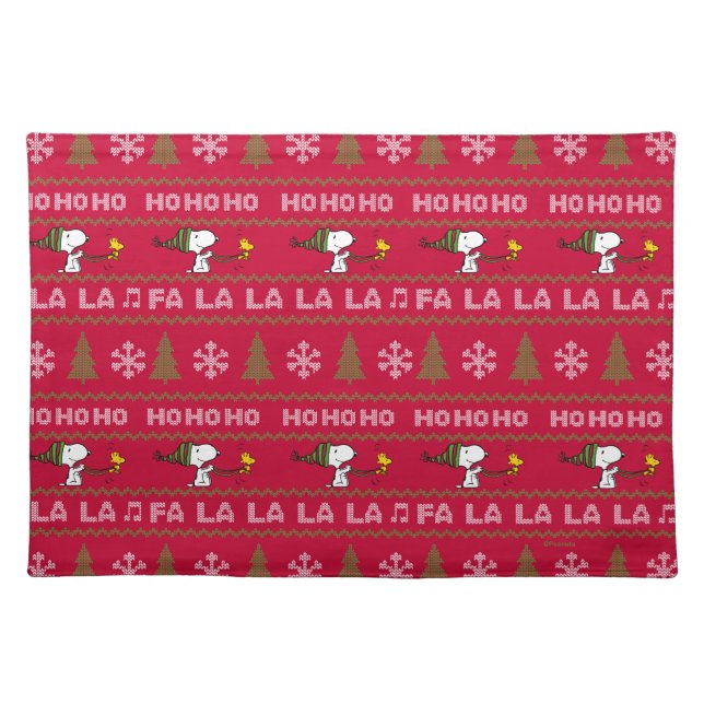 Peanuts | Snoopy & Woodstock Christmas Sweater Cloth Placemat (Front)