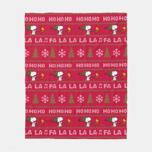 Peanuts   Snoopy & Woodstock Christmas Sweater Fleece Blanket