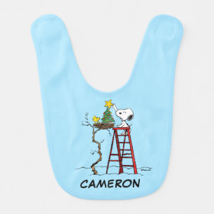 Peanuts Snoopy & Woodstock Christmas Tree Baby Bib