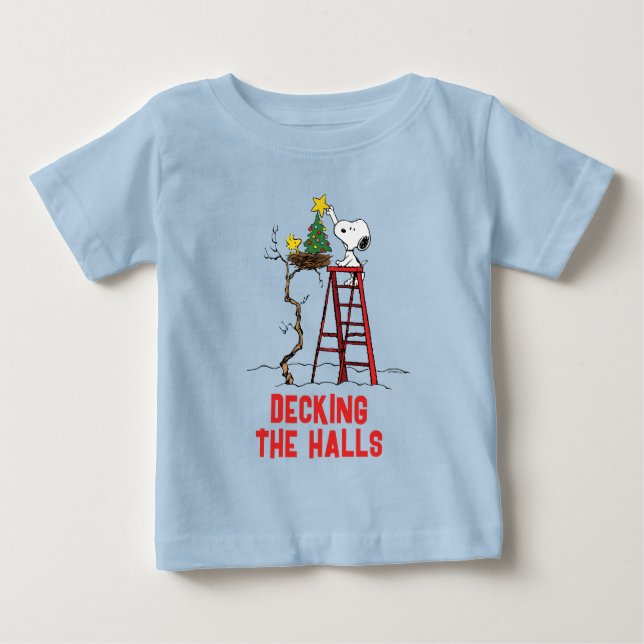 Peanuts | Snoopy & Woodstock Christmas Tree Baby T-Shirt (Front)