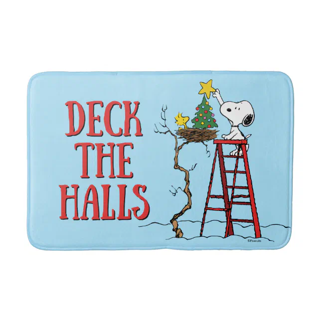 Peanuts Snoopy & Woodstock Christmas Tree Bath Mat Zazzle