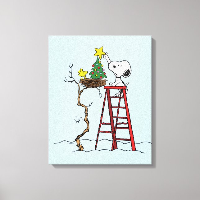 Peanuts | Snoopy & Woodstock Christmas Tree Canvas Print (Front)