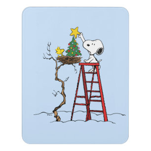 Peanuts Snoopy & Woodstock Christmas Tree Door Sign