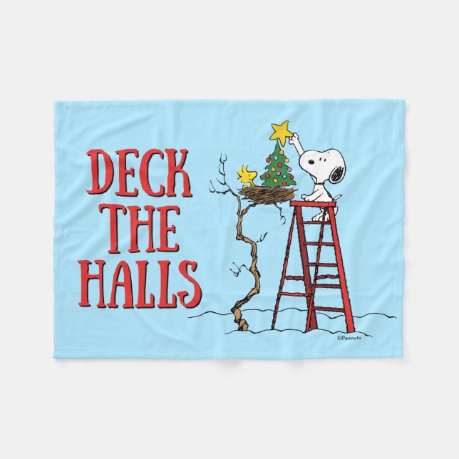 Peanuts | Snoopy & Woodstock Christmas Tree Fleece Blanket (Front (Horizontal))