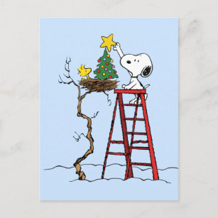 Peanuts   Snoopy & Woodstock Christmas Tree Postcard