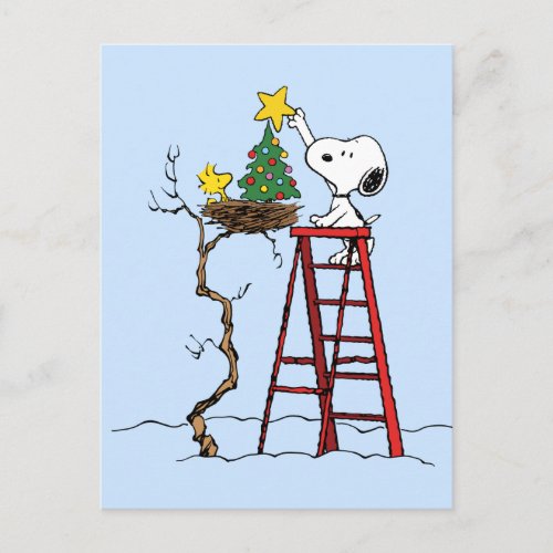 Peanuts  Snoopy  Woodstock Christmas Tree Postcard