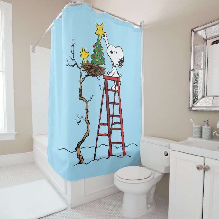 Peanuts Snoopy & Woodstock Christmas Tree Shower Curtain Zazzle