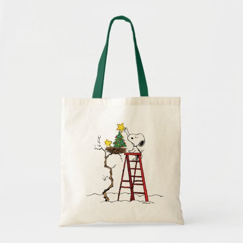 Peanuts  Snoopy  Woodstock Christmas Tree Tote Bag