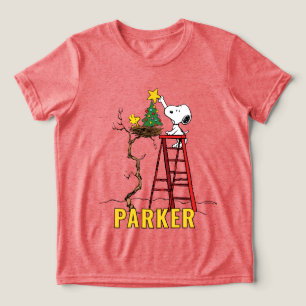 Peanuts Snoopy & Woodstock Christmas Tree Tri-Blend Shirt