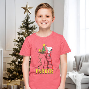 Peanuts   Snoopy & Woodstock Christmas Tree Tri-Blend Shirt