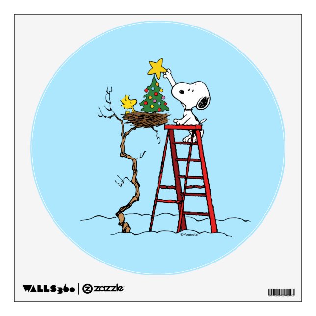 Peanuts | Snoopy & Woodstock Christmas Tree Wall Decal (Front)