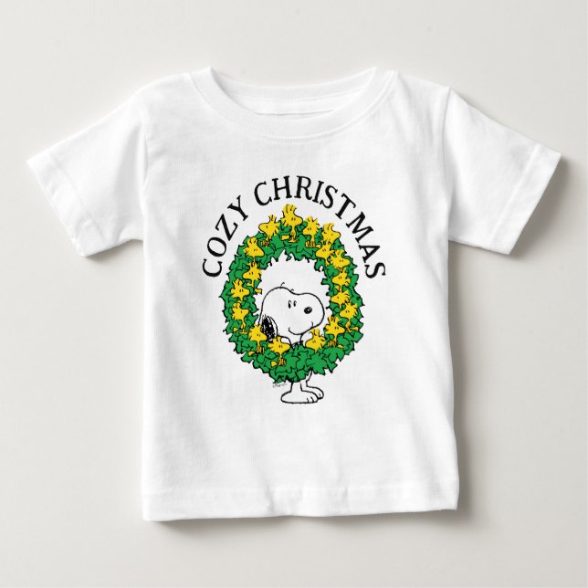 Peanuts | Snoopy & Woodstock Christmas Wreath Baby T-Shirt (Front)