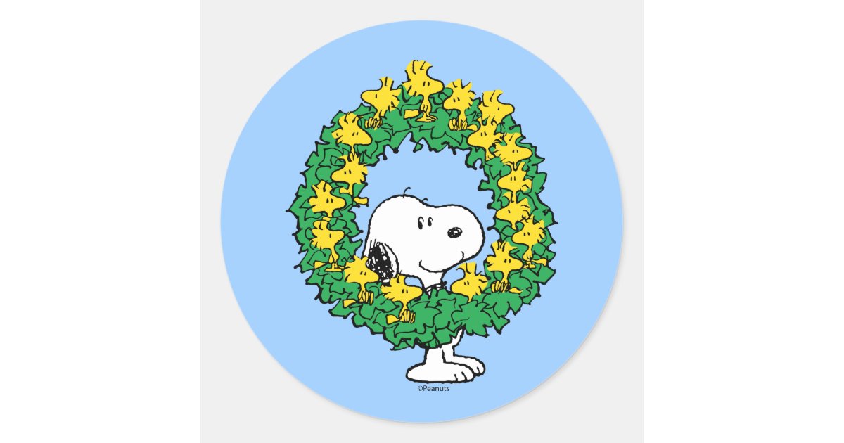 Peanuts, Snoopy Winter Puffer Jacket Classic Round Sticker