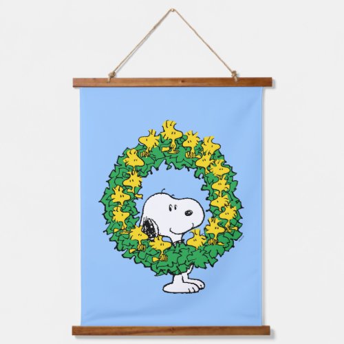 Peanuts  Snoopy  Woodstock Christmas Wreath Hanging Tapestry