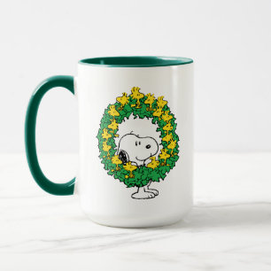 Peanuts Snoopy & Woodstock Christmas Wreath Mug