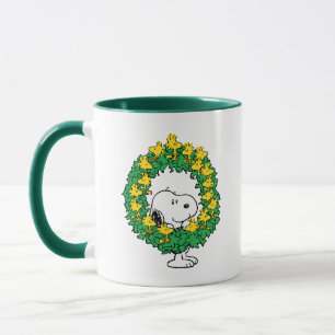 Peanuts Snoopy & Woodstock Christmas Wreath Mug