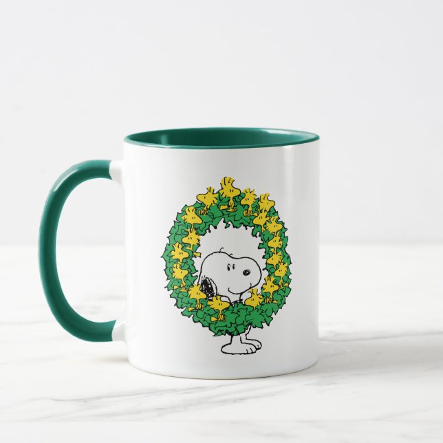 Peanuts | Snoopy & Woodstock Christmas Wreath Mug (Left)