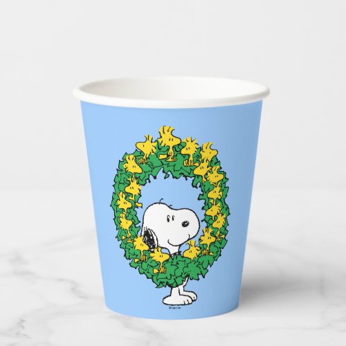 Peanuts  Snoopy  Woodstock Christmas Wreath Paper Cups