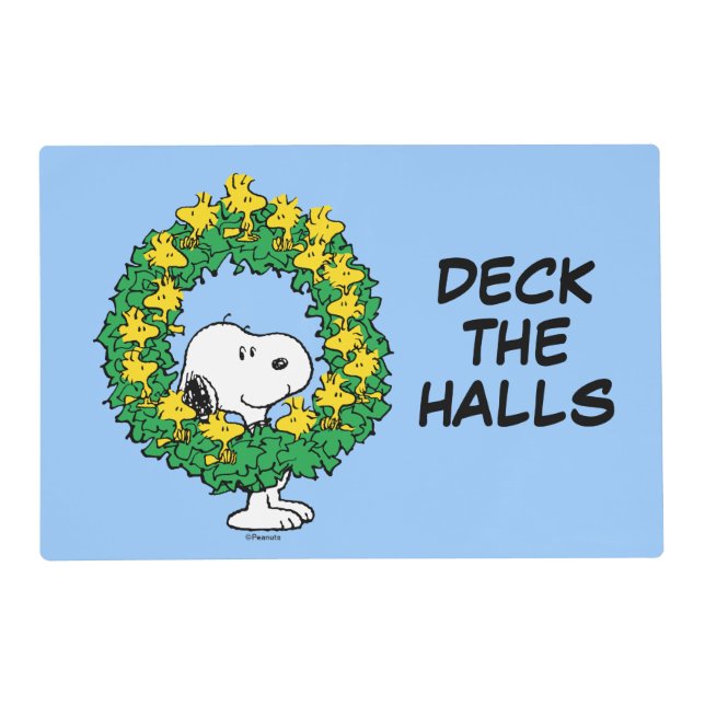 Peanuts | Snoopy & Woodstock Christmas Wreath Placemat (Front)