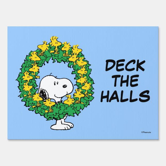 Peanuts | Snoopy & Woodstock Christmas Wreath Sign (Front)