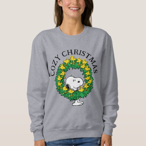 Peanuts  Snoopy  Woodstock Christmas Wreath Sweatshirt