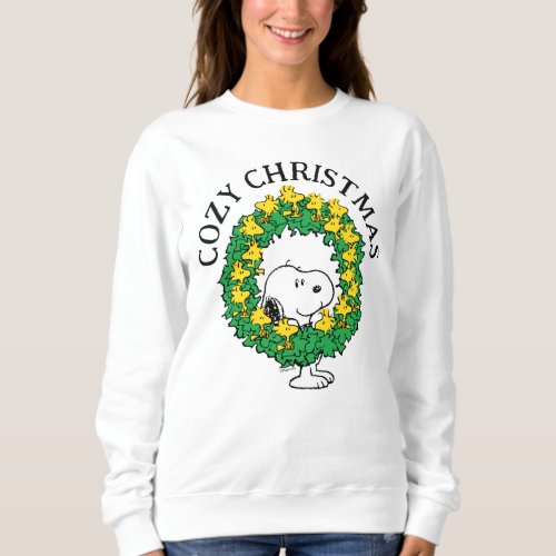 Peanuts  Snoopy  Woodstock Christmas Wreath Sweatshirt