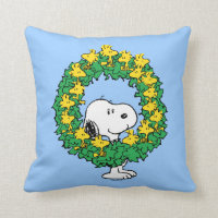 Peanuts | Snoopy & Woodstock Christmas Wreath Throw Pillow