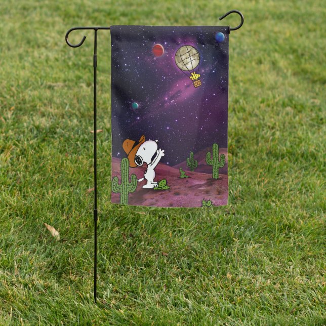 Peanuts | Snoopy & Woodstock Cowboy Garden Flag (In SItu)