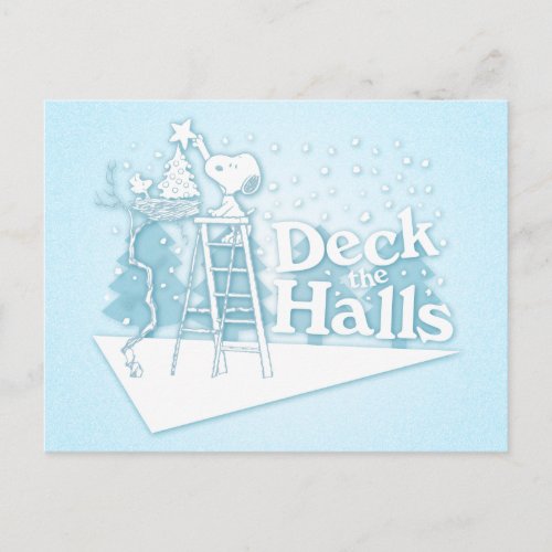 Peanuts  Snoopy  Woodstock Deck the Halls Holiday Postcard