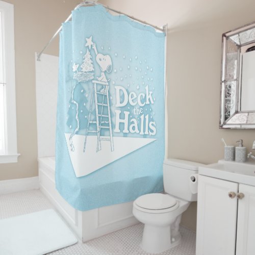 Peanuts  Snoopy  Woodstock Deck the Halls Shower Curtain