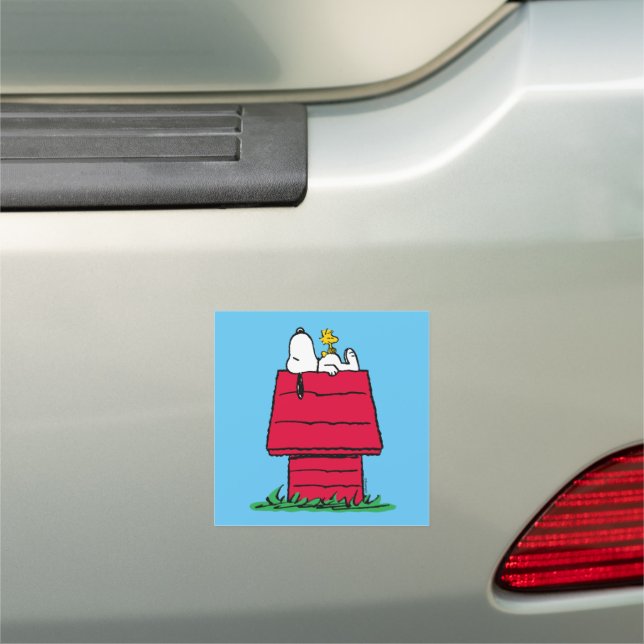 Peanuts | Snoopy & Woodstock Doghouse Car Magnet (In Situ)