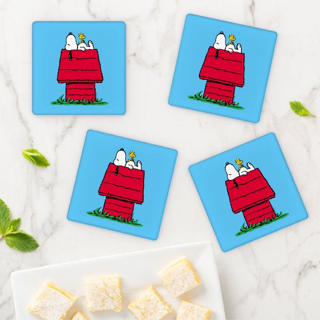 Peanuts | Snoopy & Woodstock Doghouse Coaster Set (In Situ)