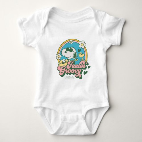 Peanuts  Snoopy  Woodstock Feelin Groovy Baby Bodysuit