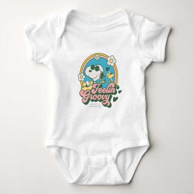 Peanuts | Snoopy & Woodstock Feelin' Groovy Baby Bodysuit (Front)