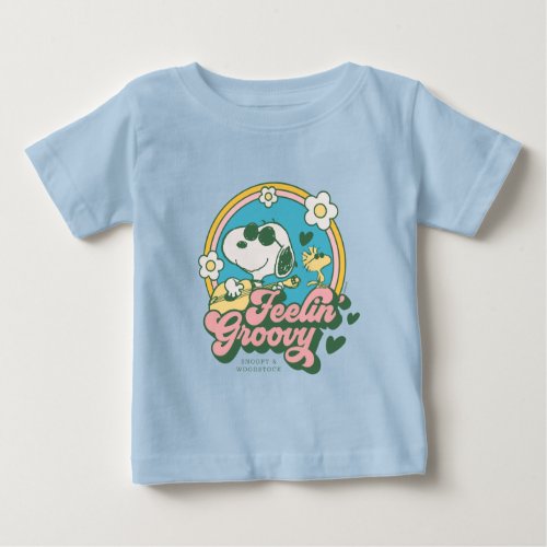 Peanuts  Snoopy  Woodstock Feelin Groovy Baby T_Shirt