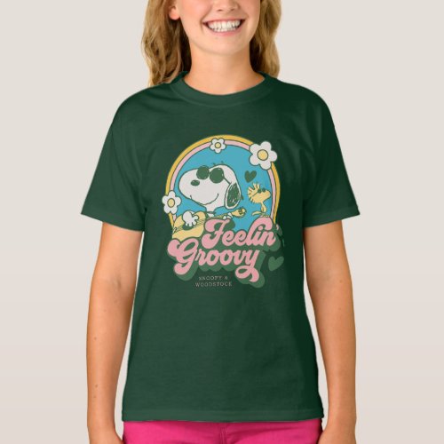 Peanuts  Snoopy  Woodstock Feelin Groovy T_Shirt