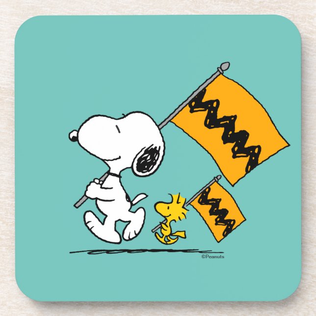 Peanuts | Snoopy & Woodstock Flags Beverage Coaster (Front)