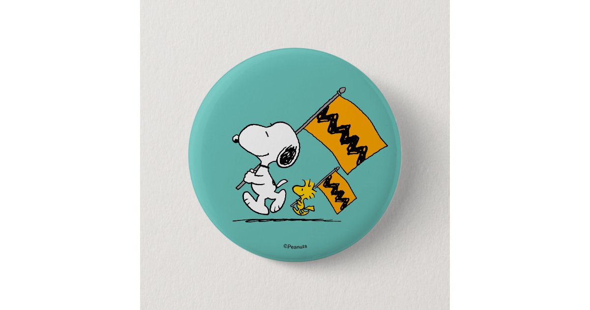 Peanuts | Snoopy & Woodstock Flags Button | Zazzle