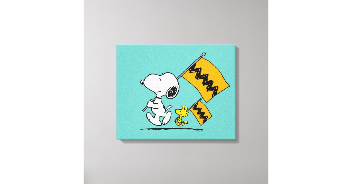 Peanuts | Snoopy & Woodstock Flags Canvas Print | Zazzle