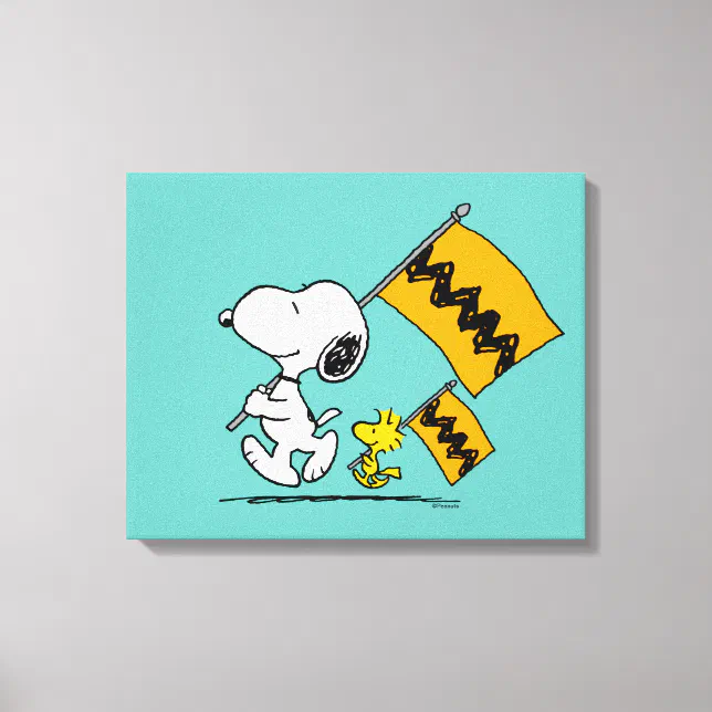 Peanuts | Snoopy & Woodstock Flags Canvas Print | Zazzle