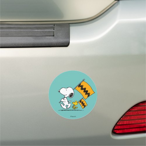 Peanuts  Snoopy  Woodstock Flags Car Magnet