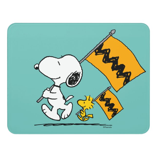 Peanuts | Snoopy & Woodstock Flags Door Sign (Contemporary Front)